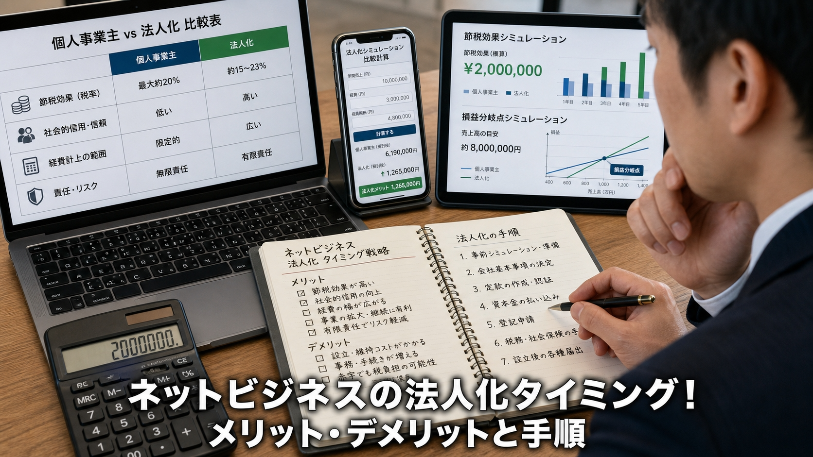 ネットビジネスの法人化タイミング！メリット・デメリットと手順