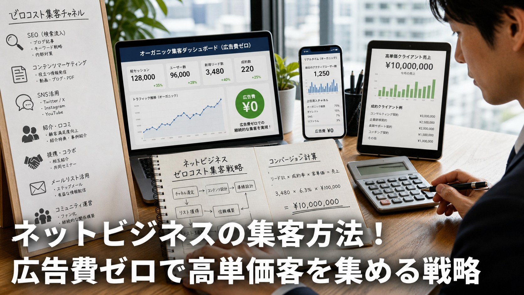 ネットビジネスの集客方法！広告費ゼロで高単価客を集める戦略