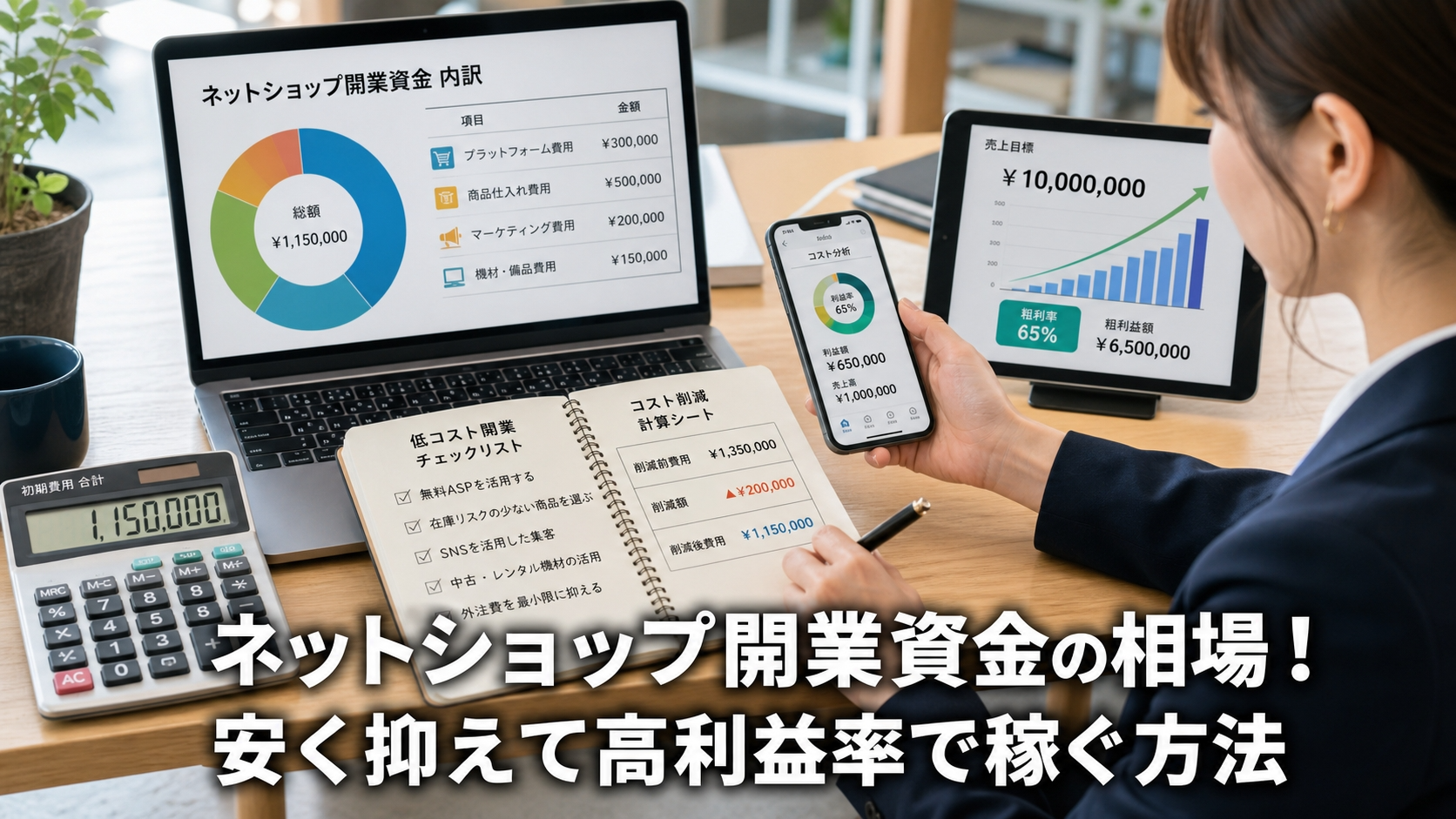 ネットショップ開業資金の相場！安く抑えて高利益率で稼ぐ方法