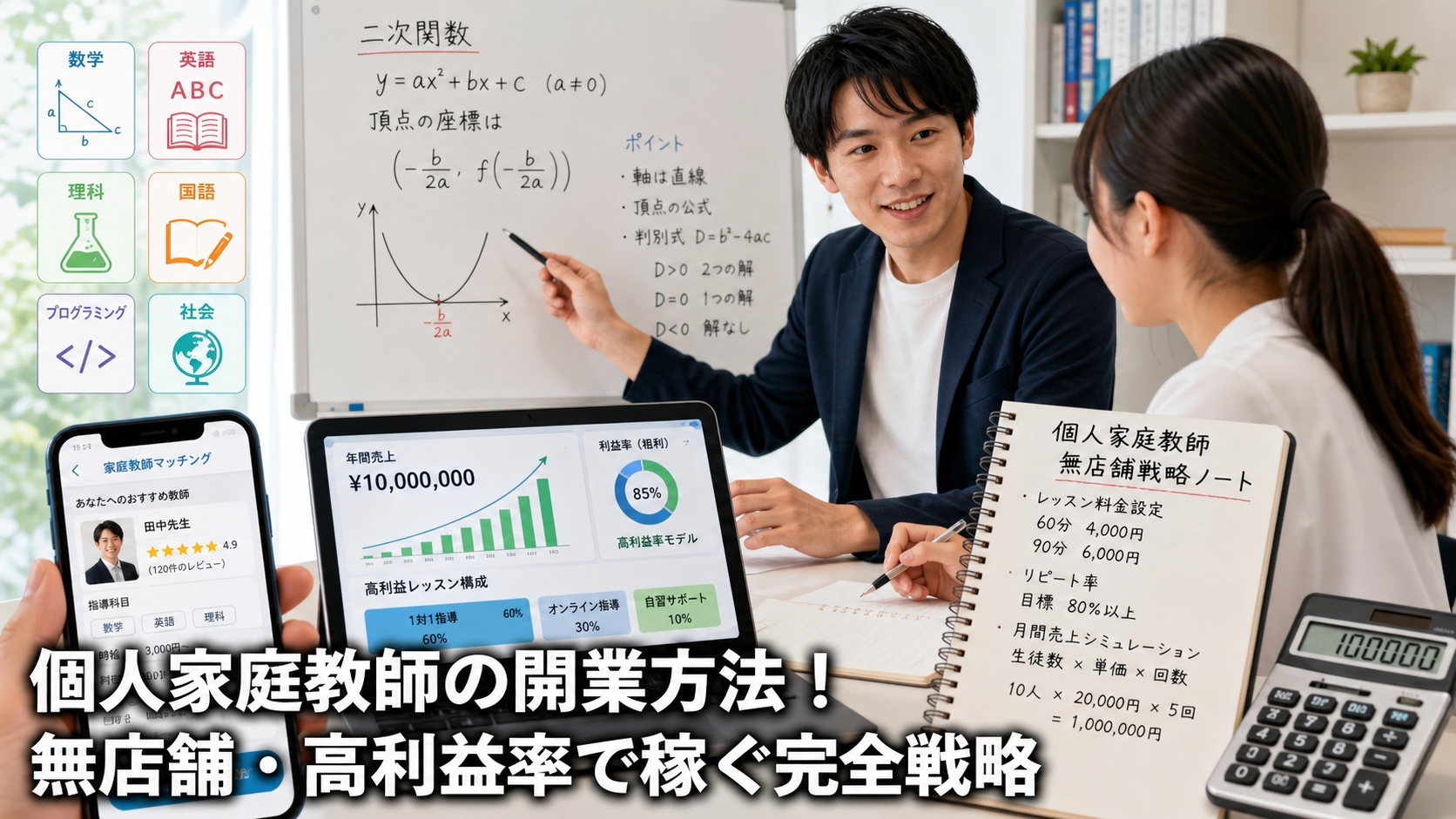 個人家庭教師の開業方法！無店舗・高利益率で稼ぐ完全戦略