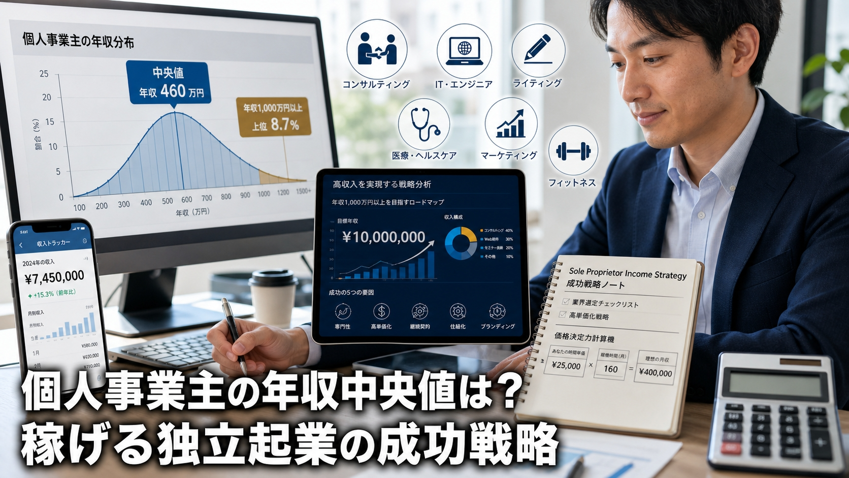 個人事業主の年収中央値は？稼げる独立起業の成功戦略