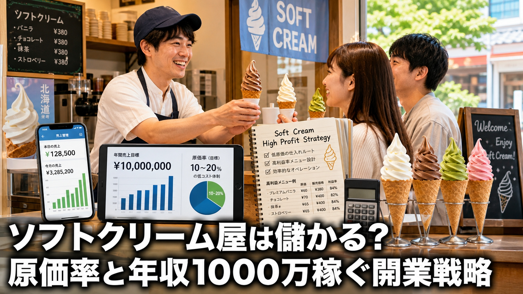 ソフトクリーム屋は儲かる？原価率と年収1000万稼ぐ開業戦略