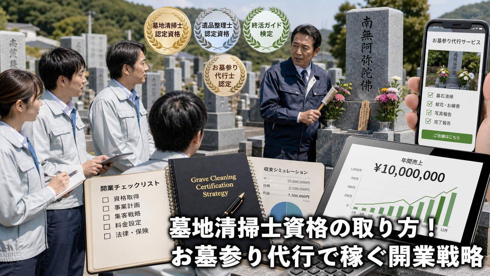 墓地清掃士資格の取り方！お墓参り代行で稼ぐ開業戦略