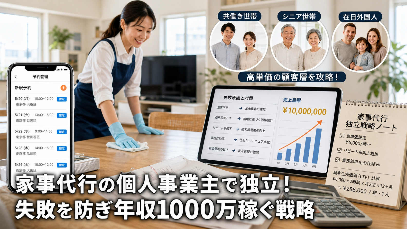 家事代行の個人事業主で独立！失敗を防ぎ年収1000万稼ぐ戦略