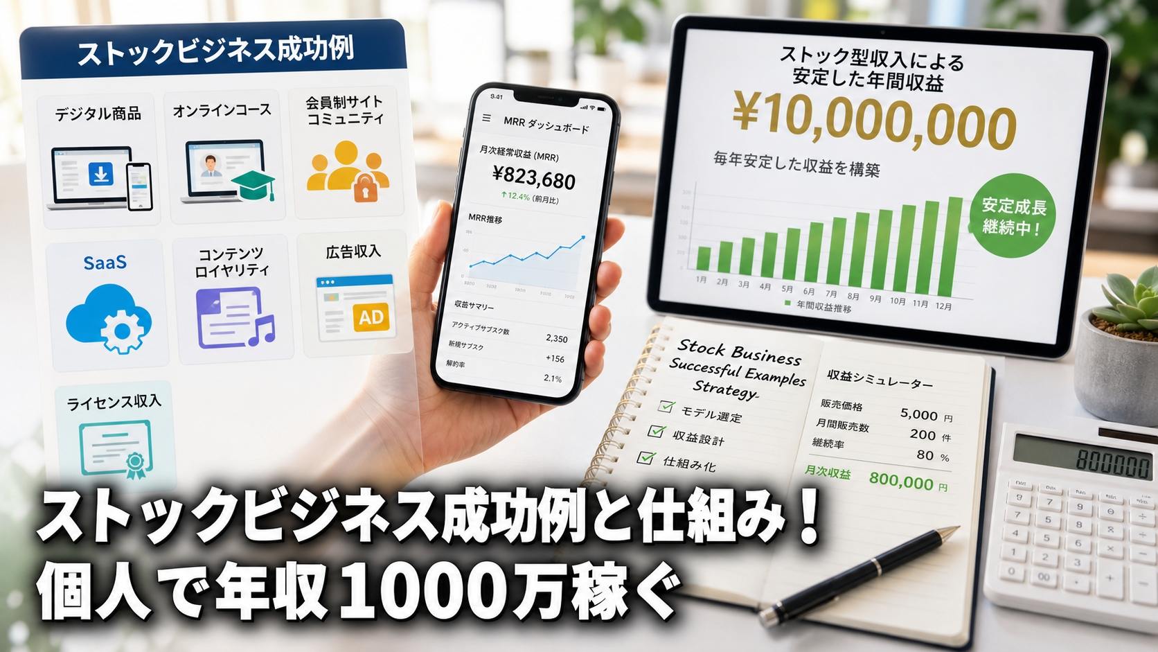 ストックビジネス成功例と仕組み！個人で年収1000万稼ぐ