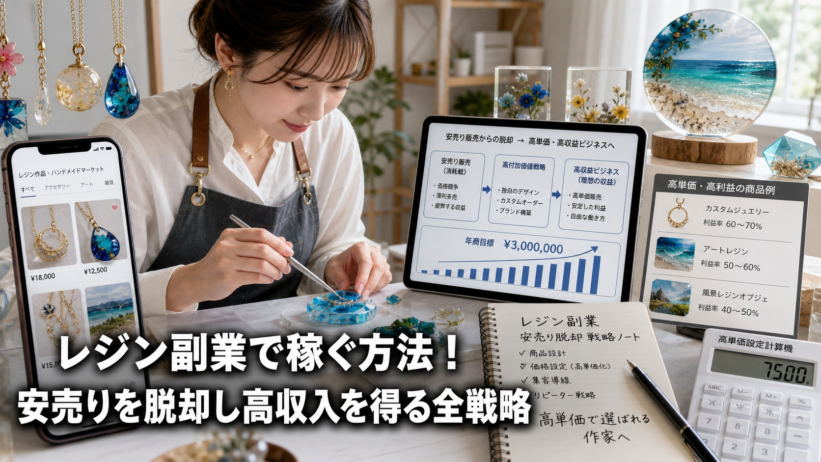 レジン副業で稼ぐ方法！安売りを脱却し高収入を得る全戦略
