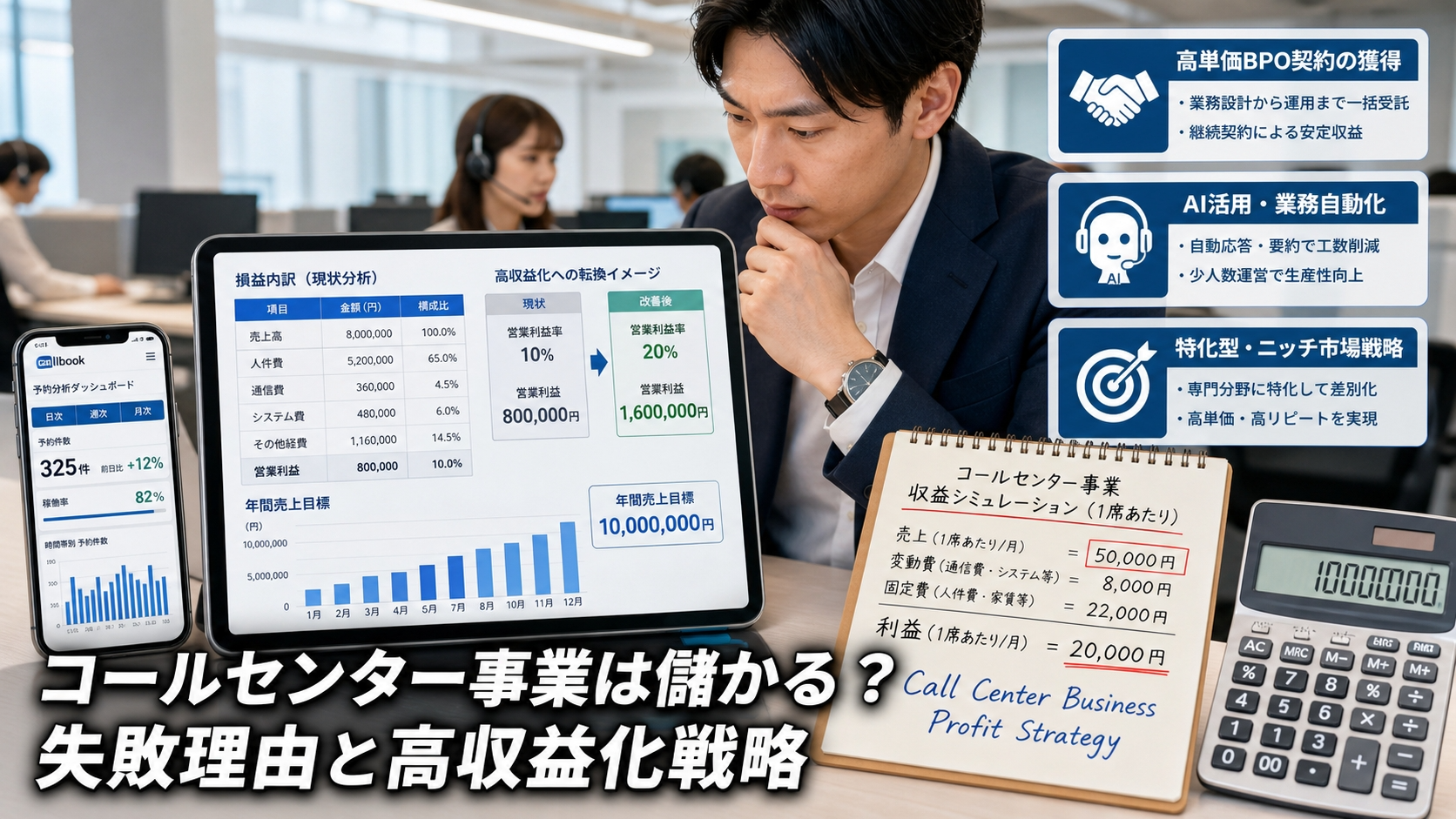 コールセンター事業は儲かる？失敗理由と高収益化戦略