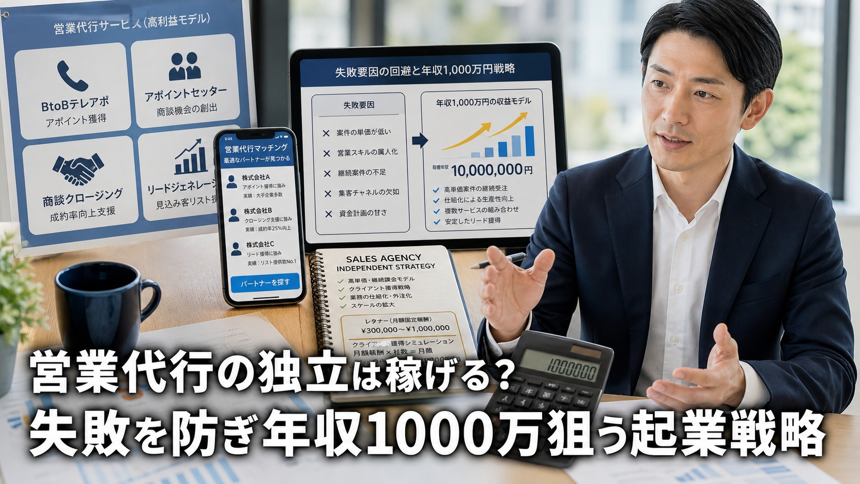 営業代行の独立は稼げる？失敗を防ぎ年収1000万狙う起業戦略