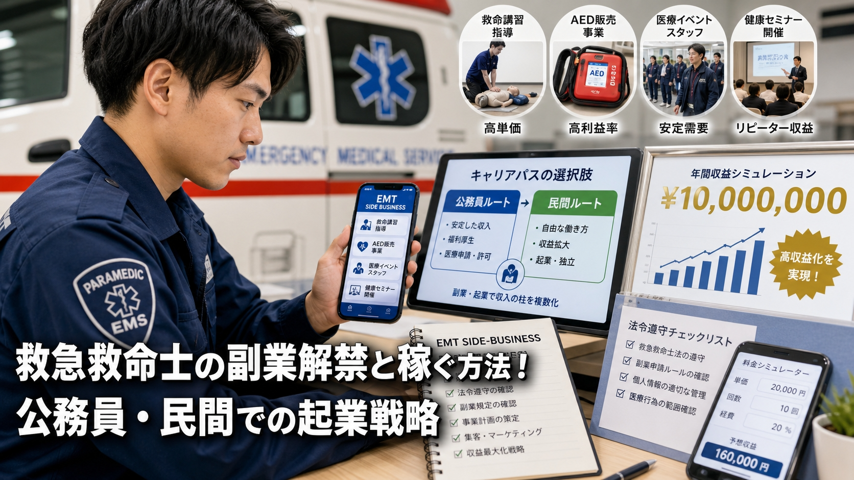 救急救命士の副業解禁と稼ぐ方法！公務員・民間での起業戦略