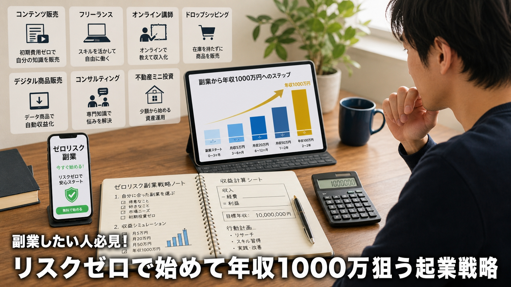 副業したい人必見！リスクゼロで始めて年収1000万狙う起業戦略