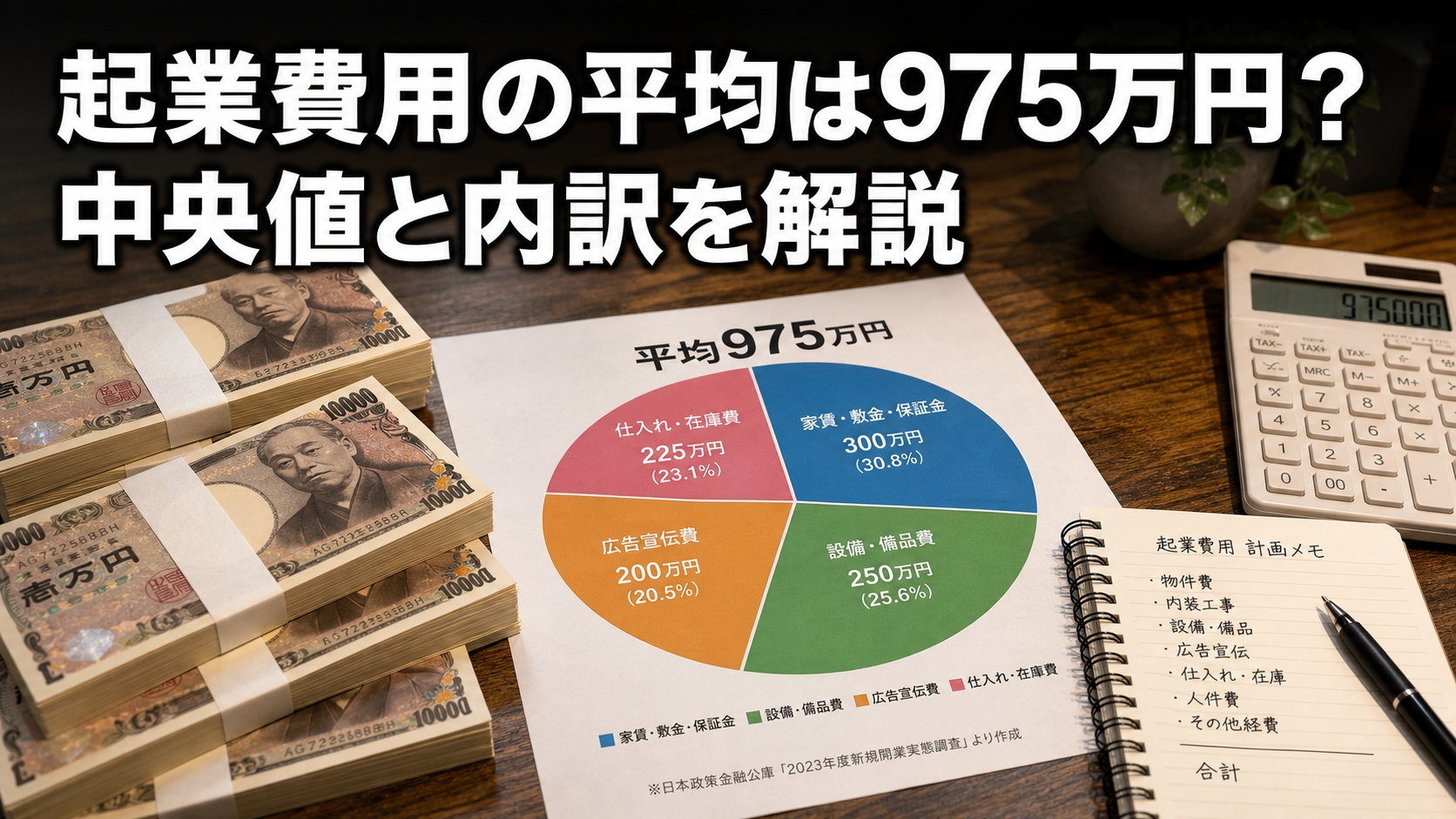 起業費用の平均は975万円？中央値と内訳を解説